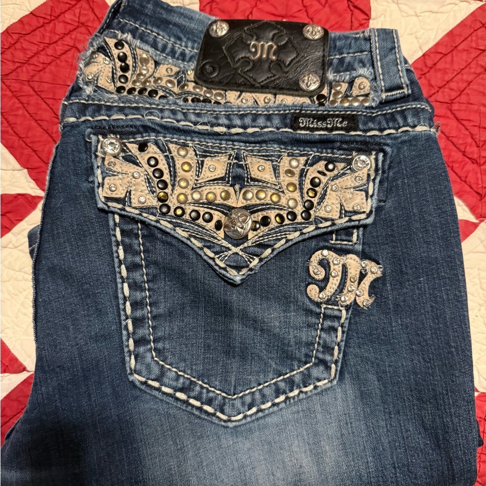 Miss Me Women's Blue Jeans with Embellished Pockets